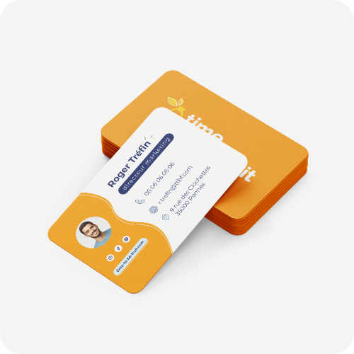 Carte de visite orange en recto et en verso