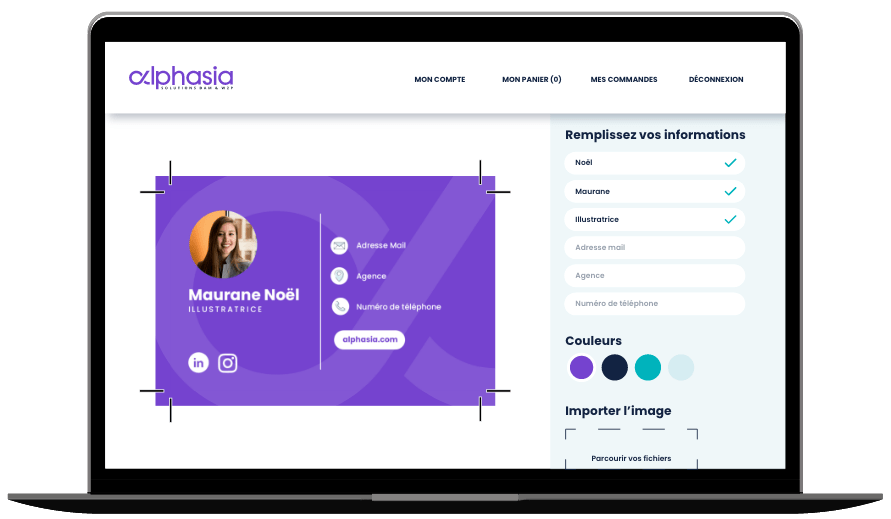 L'interface web de la solution web-to-print Alphasia développée par Agelia