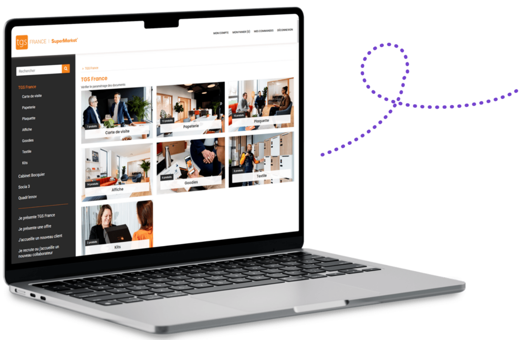 L'interface de la solution web-to-print de notre client TGS