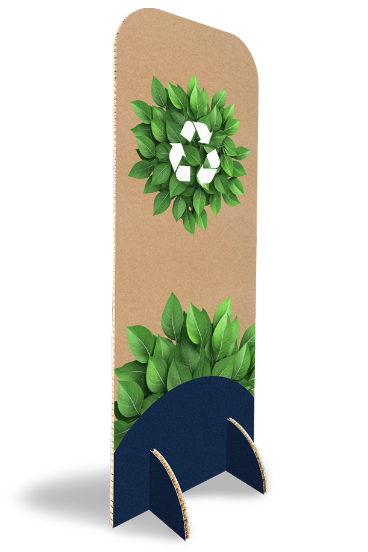 Un totem en carton écologique qui représente l'impression écoresponsable d'Agelia
