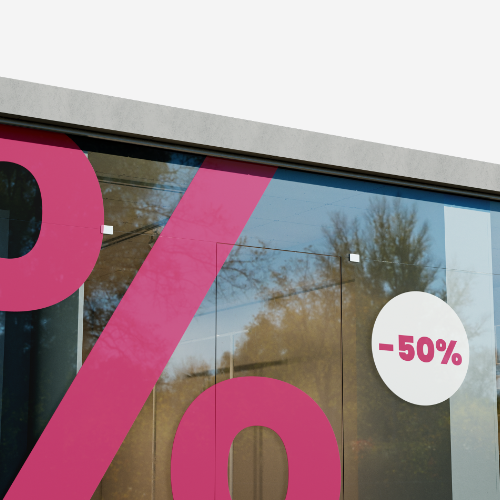 vitrine avec film électrostatique temporaire pour les soldes