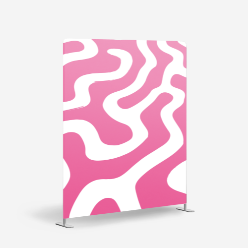 Cloison autoportante avec visuel en tissu rose