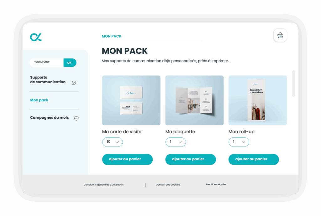 Plateforme de commande de la solution web-to-print