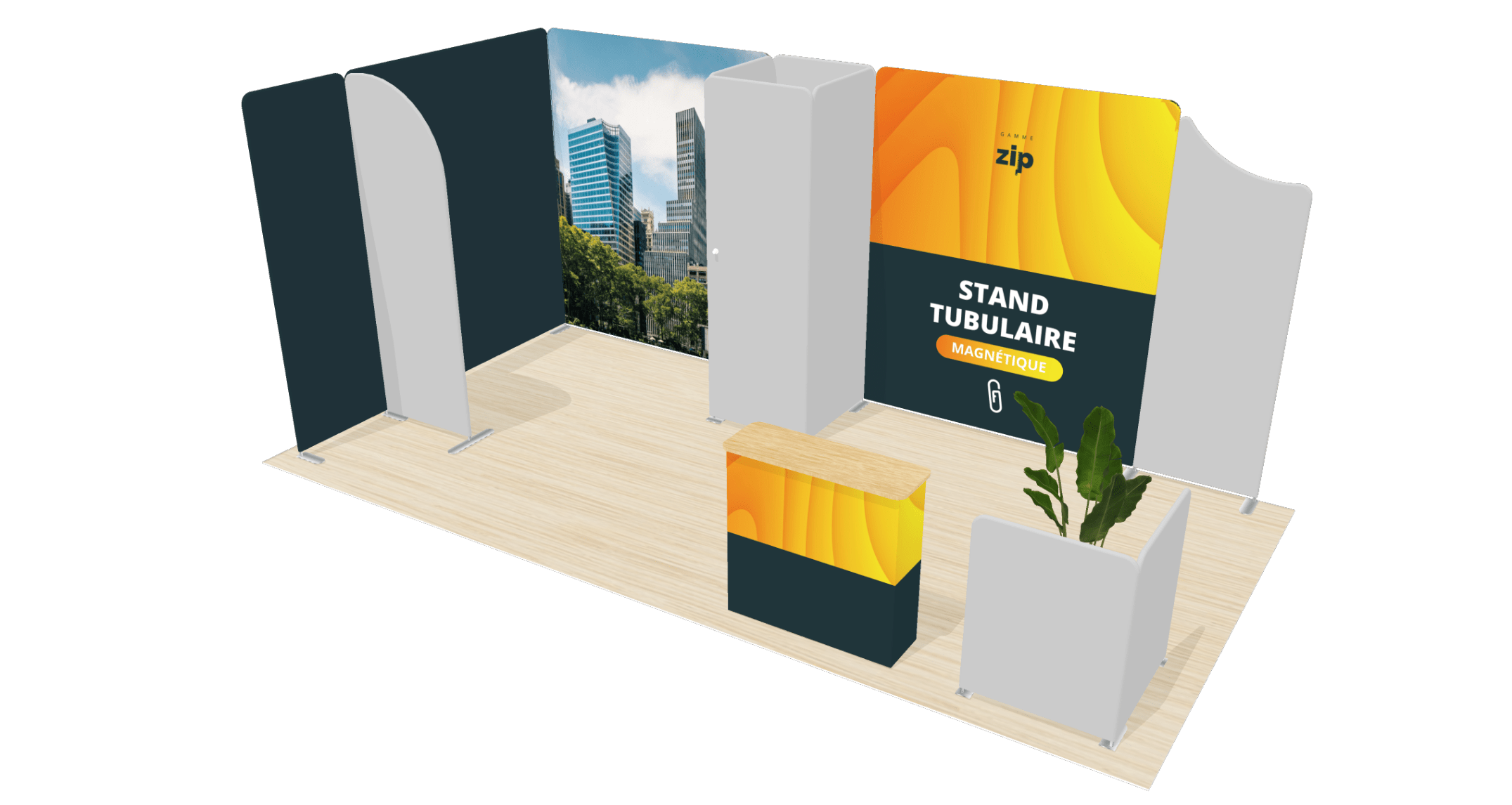 exemple stand tubulaire magnétique 18m² original