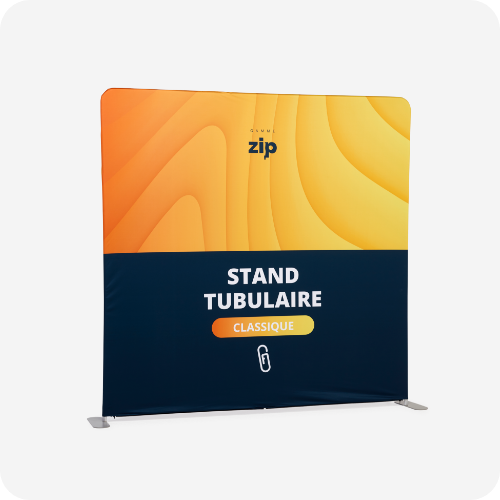 stand tubulaire en tissu avec coins arrondis