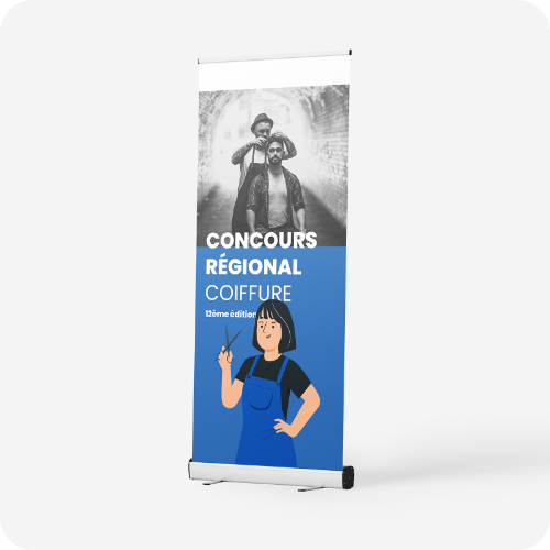 Bâche imprimée tendue sur un roll-up