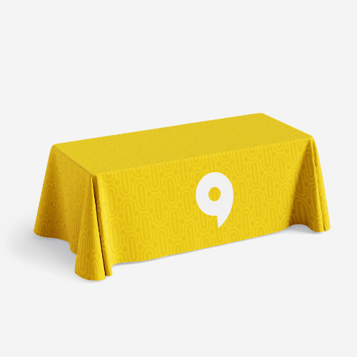 nappe publicitaire jaune imprimée sur mesure